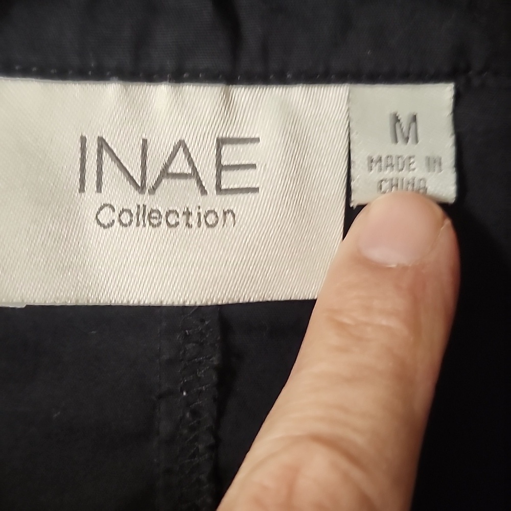 INAE Cotton Blend Shirt Mini Dress Medium Pockets Black - Picture 6 of 10